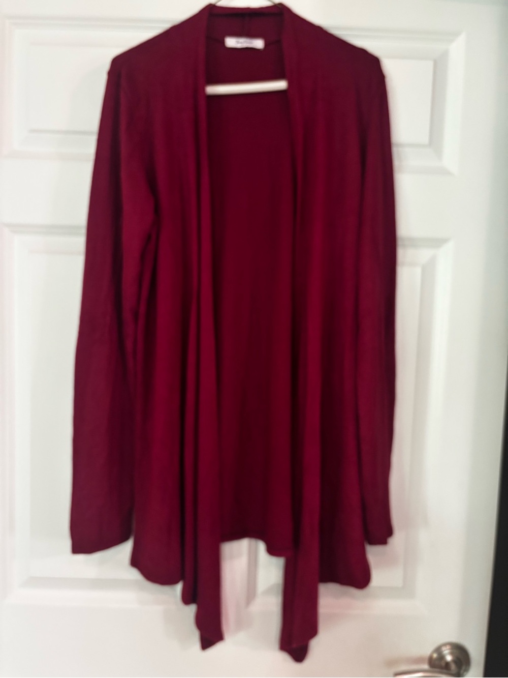 Jenny Boston Boutique Burgundy Open Front Cardigan Size L